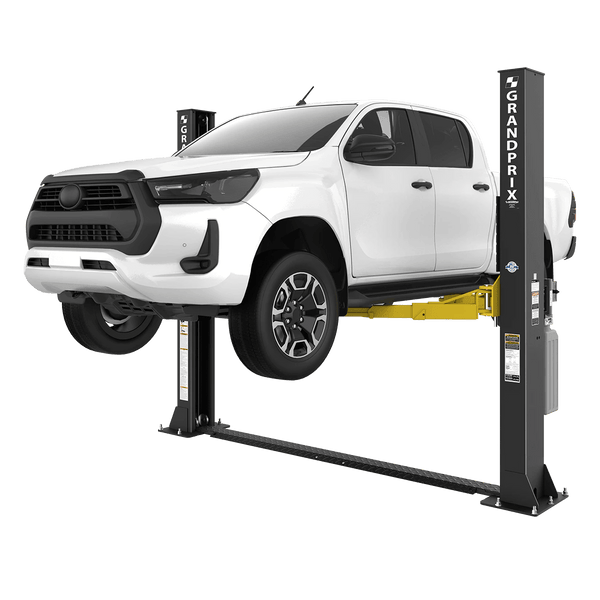 GrandPrix GP-9LC two-post car lift with floorplate design